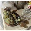 Image 2 : Qty 2 Capodimonte Porcelain Flowers w/ COA, Stone Vase, Glass Lighter, Metal Statue, Grapes, etc