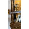 Image 14 : Curved Wooden Sideboard Table w/ Stone Top & Inside Shelves 39" x 15" x 40"H (door broken) & Wall Mi