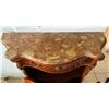 Image 9 : Curved Wooden Sideboard Table w/ Stone Top & Inside Shelves 39" x 15" x 40"H (door broken) & Wall Mi