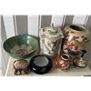 Image 1 : Multiple Asian Pottery: Jars, Vases, Ashtray, Bowl, Capodimonte Cache Pot, Shared Memories Music Box