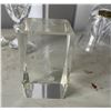Image 10 : Qty 5 Crystal & Glass Decor: Salt & Pepper Shakers, Square Vase, Bell, Hologram, Misc Sizes