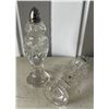 Image 8 : Qty 5 Crystal & Glass Decor: Salt & Pepper Shakers, Square Vase, Bell, Hologram, Misc Sizes