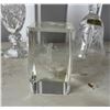Image 9 : Qty 5 Crystal & Glass Decor: Salt & Pepper Shakers, Square Vase, Bell, Hologram, Misc Sizes