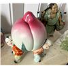 Image 8 : Qty 7 Figurines: Boys Holding Peach, Buddha, Man w/ Yoke, Frogs, etc Misc Sizes