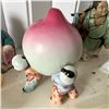 Image 9 : Qty 7 Figurines: Boys Holding Peach, Buddha, Man w/ Yoke, Frogs, etc Misc Sizes
