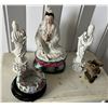 Image 1 : Qty 3 Guanyin Statues, Chinese Famille Rose Ashtray & Candle Holder, Misc Sizes
