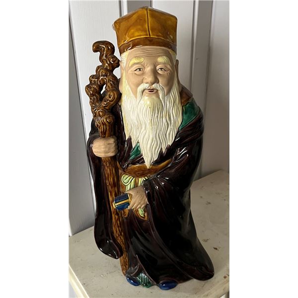 Japanese Lucky God Statue w/ Maker's Mark 9" x 19"H