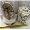 Image 9 : Capodimonte Cache Pot w/ Lid & Porcelain 2-Piece Anniversary Clock (untested) , Misc Sizes