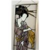 Image 2 : Long Geisha in Kimono Stained Glass Wall Hanging 16" x 52"