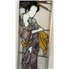 Image 4 : Long Geisha in Kimono Stained Glass Wall Hanging 16" x 52"