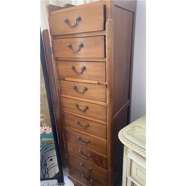 Wooden 10-Drawer Cabinet 18" x 18.5" x 67"H