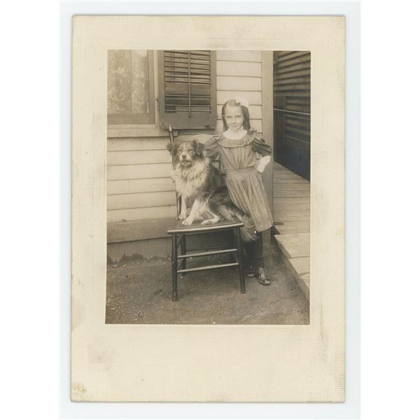 Girl with Pet Dog Cabinet Photo