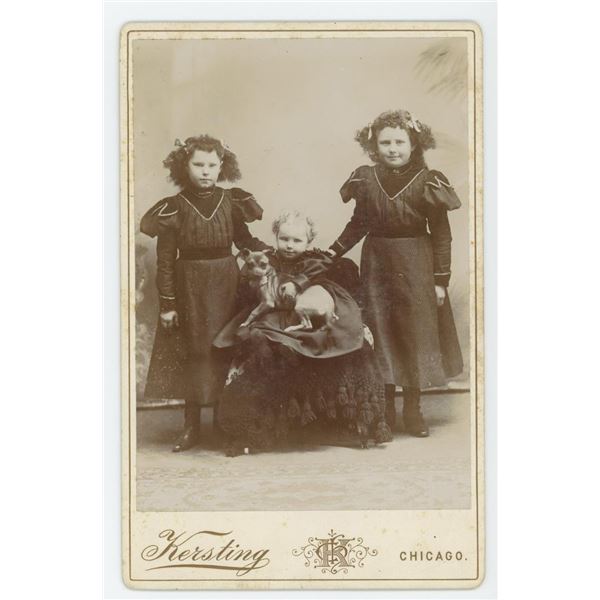 Chicago Girls with Pet Dog Cabinet Photo