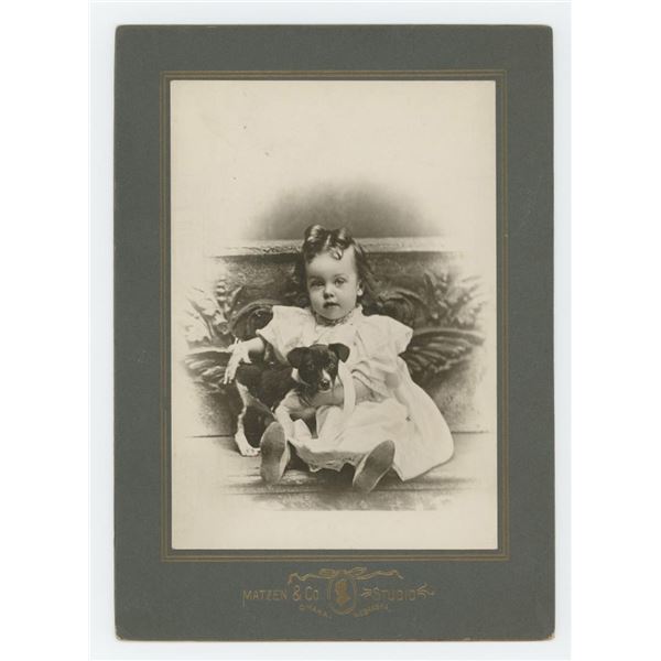 Nebraska Girl with Pet Dog Cabinet Photo