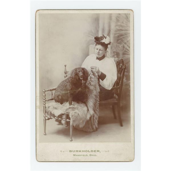 Woman with Poodle Dog Cabinet Photo