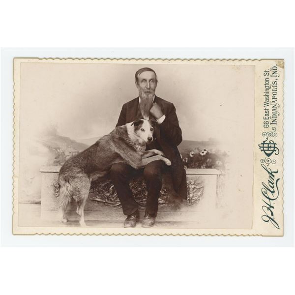 Man with Scotch Collie Dog Cabinet Photo