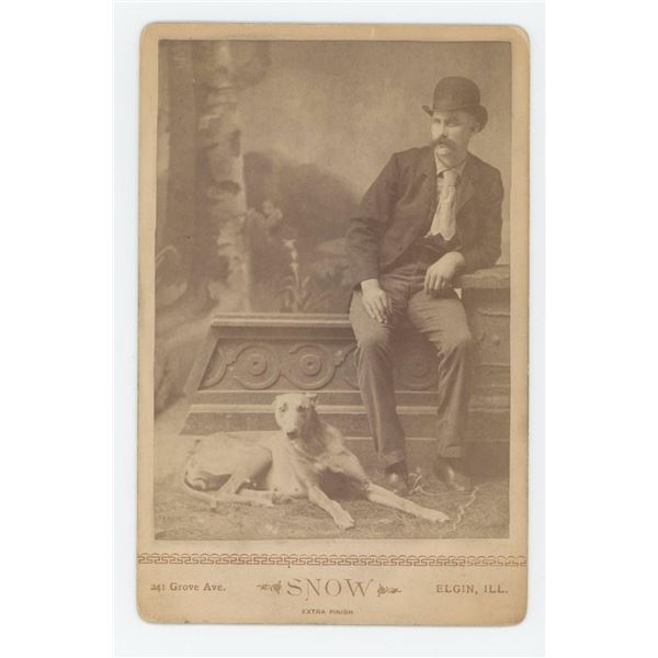 Man with Racing Greyhound Dog Cabinet Photo