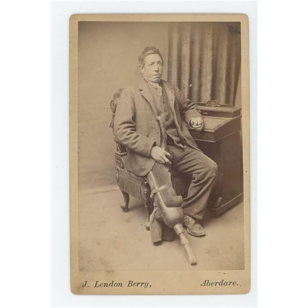 Man with Peg Leg Amputated Leg Cabinet Photo