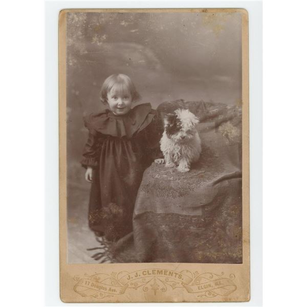 Child with Pet Dog Cabinet Photo