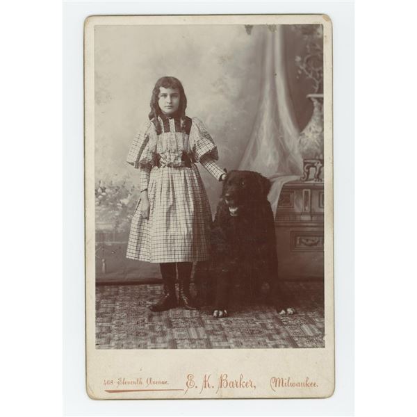 Child with Pet Dog Cabinet Photo