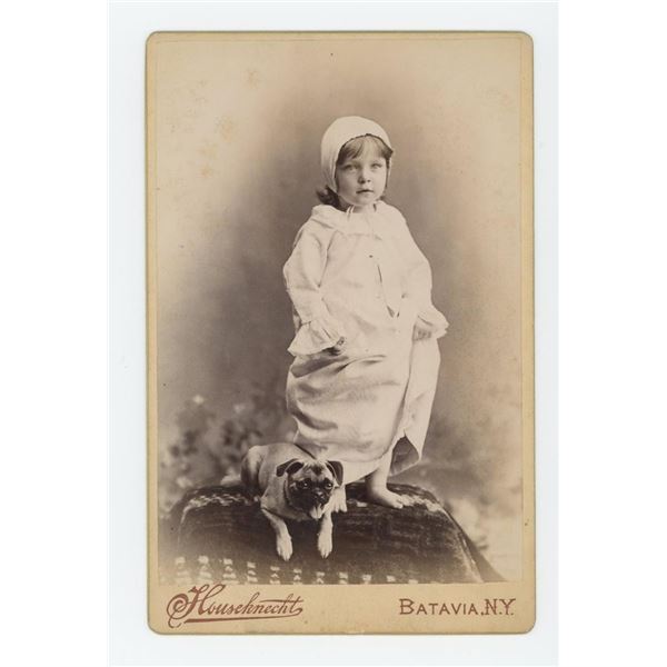 Child with Pet Dog Cabinet Photo