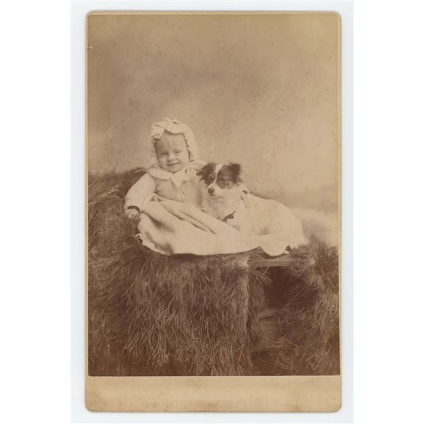 Child with Pet Dog Cabinet Photo