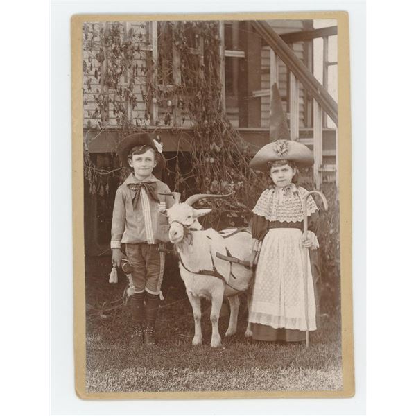 Children with Goat Cart Cabinet Photo