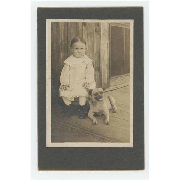 Child with Pet Dog Cabinet Photo