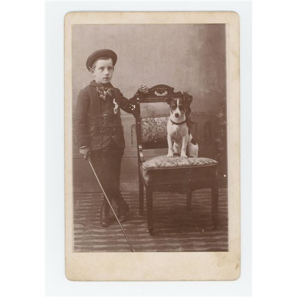 Blind Child with Cane Pet Dog Cabinet Photo