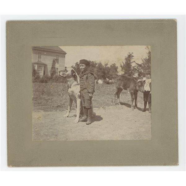 Child with Pet Dog Cabinet Photo