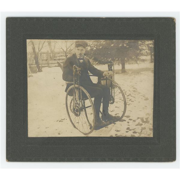 Disabled Man in Chain Driven Wheelchair Photo