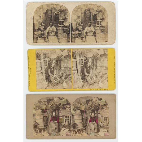 Fancy Basket Maker Shop Stereoviews