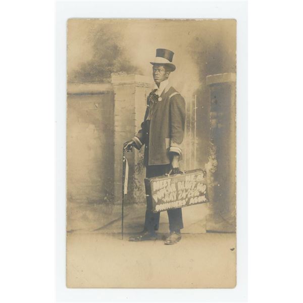 African American Walking Billboard RPPC Postcard
