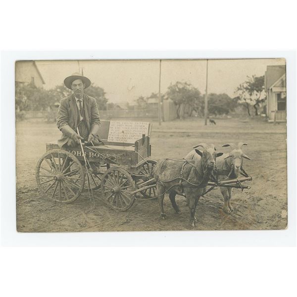 John Rose Amputee Goat Cart RPPC Postcard
