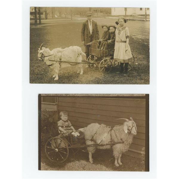Children with Goat Cart RPPC Postcards