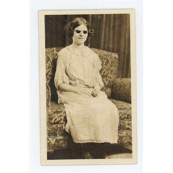 Blind Young Woman RPPC Postcard
