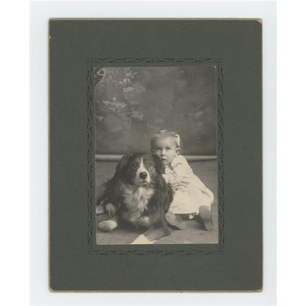Child with Pet Dog Cabinet Photo