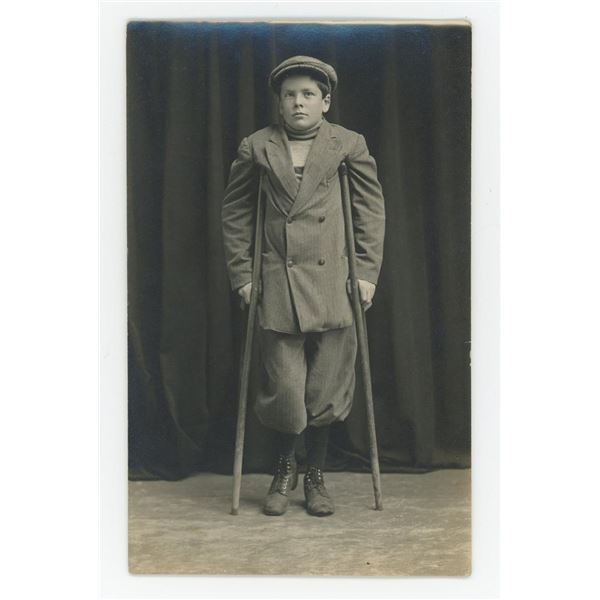 Disabled Paperboy RPPC Postcard