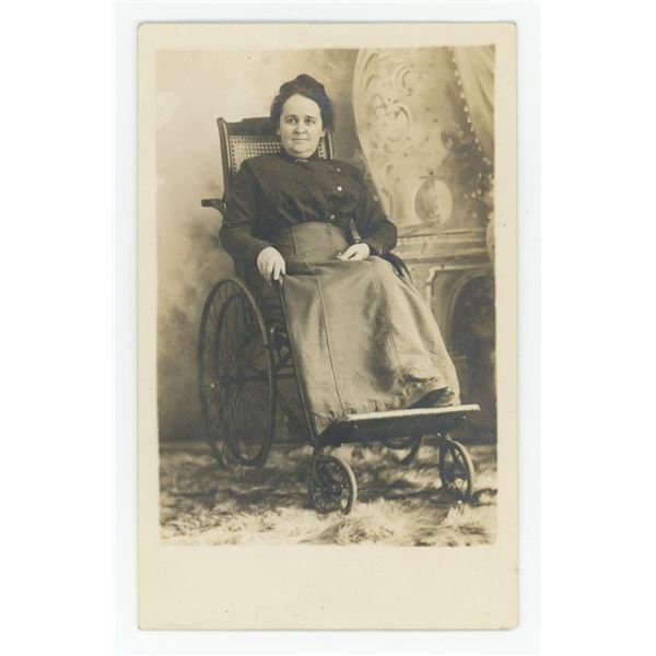 Disabled Woman in Wheelchair RPPC Postcard