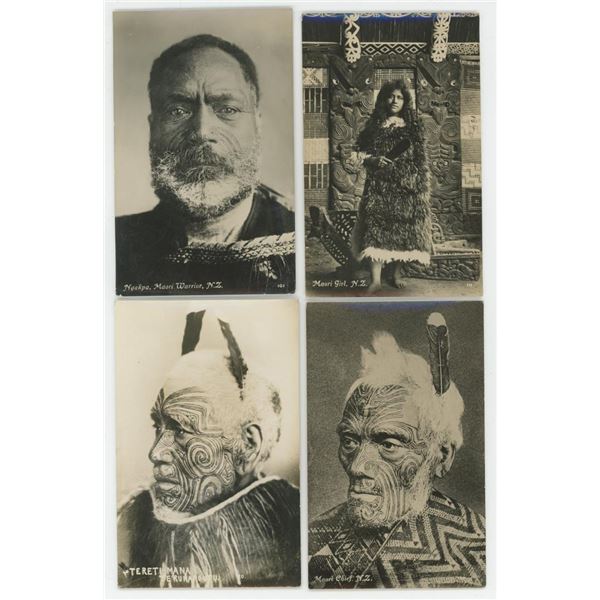 Maori Warrior Girl New Zealand RPPC Postcards