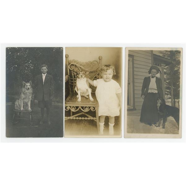 People with Pet Dogs RPPC Postcards