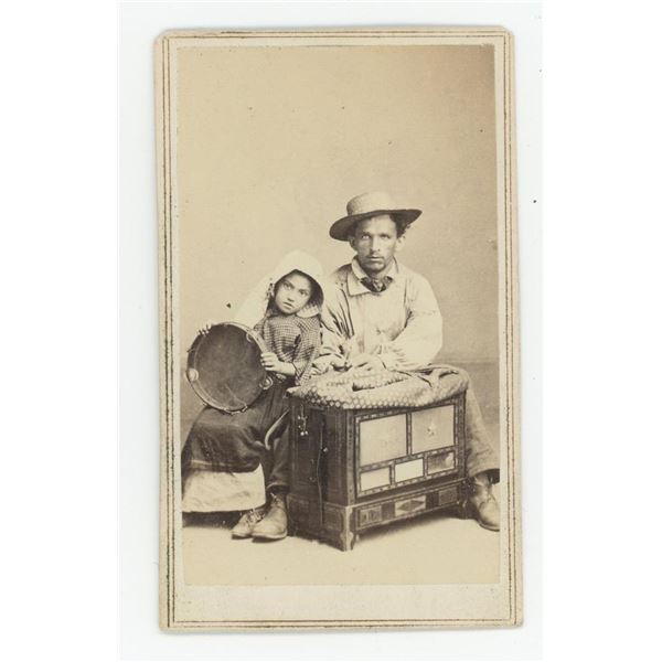Organ Grinder Street Musician CDV Photo