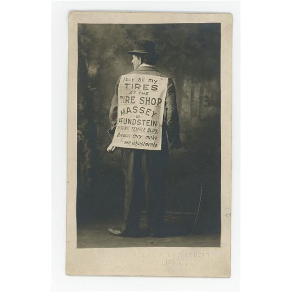 Walking Billboard Advertising RPPC Postcard