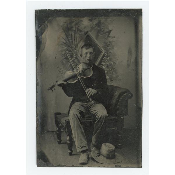 Occupational Violinist Fiddler Tintype Photo