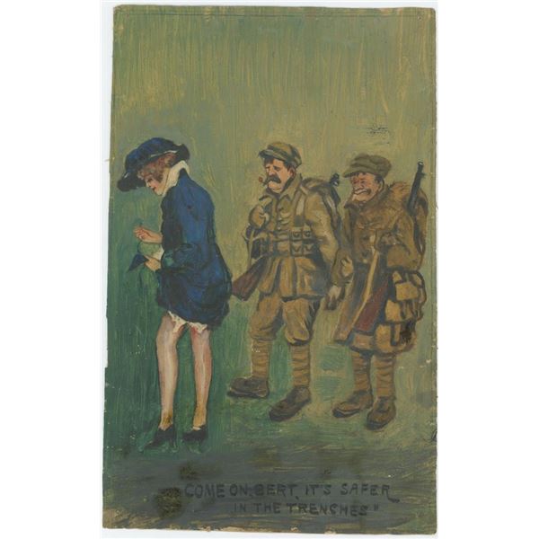 WWI WW1 Trench Art Prostitute Painting