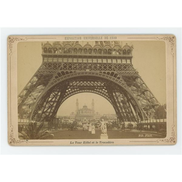 Eiffel Tower Cabinet Card Photo 1889