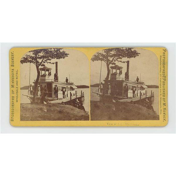 Nowack View at Lake Minnetonka Steamer Stereoview
