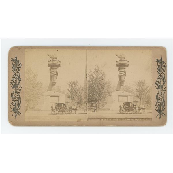 Colossal Hand & Torch Statue of Liberty Stereoview