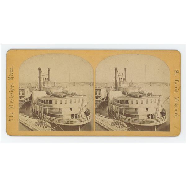 Sidewheel Steamer St Louis Missouri Stereoview