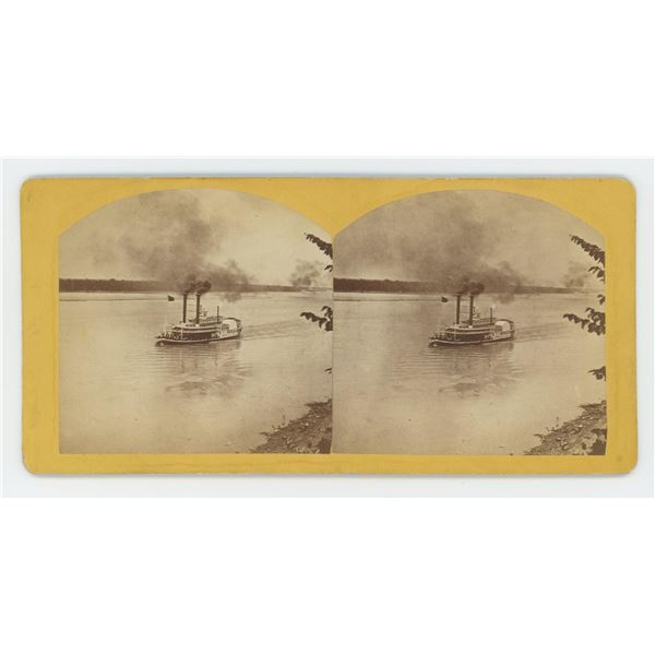 R. Benecke Steamer R.E. Lee Racing Stereoview